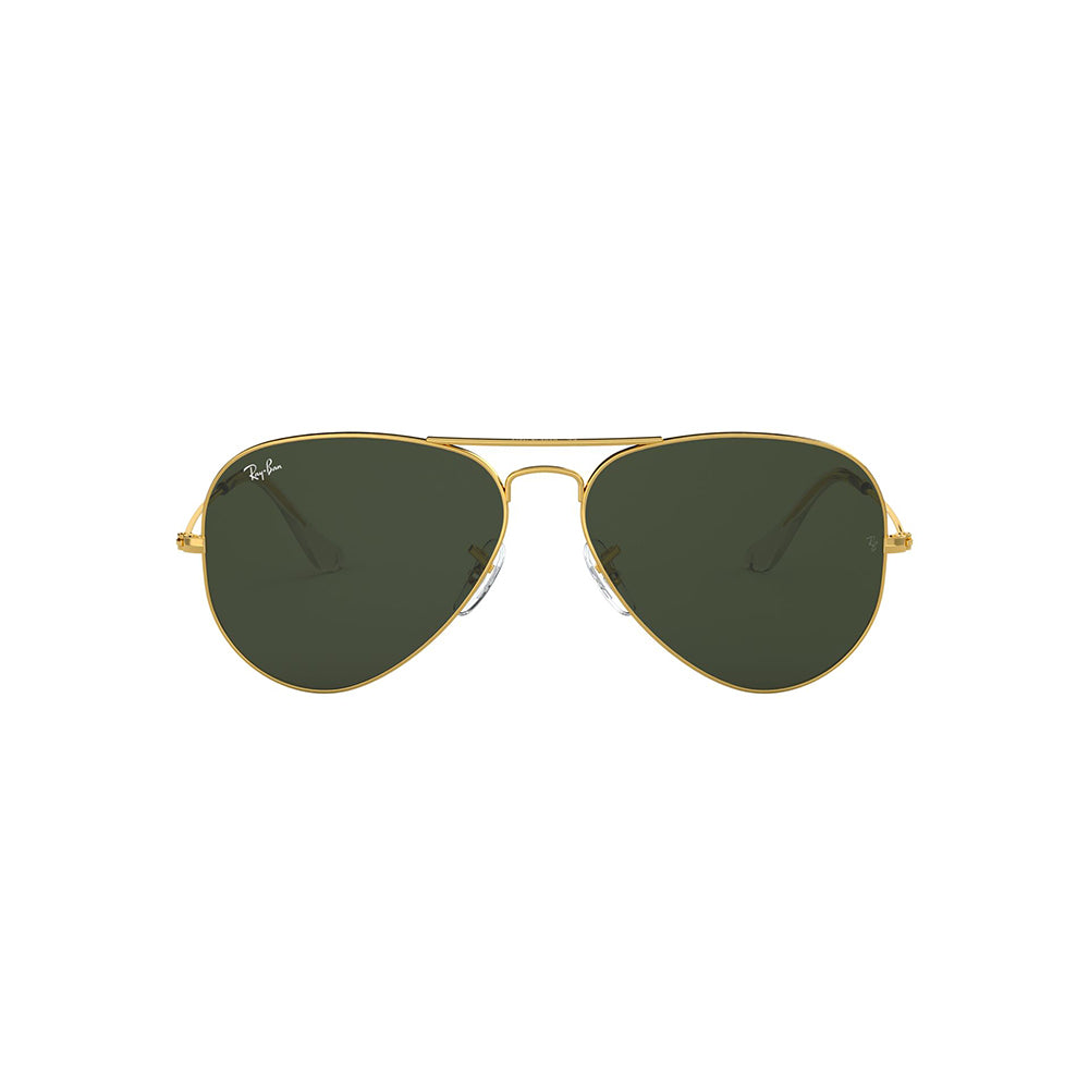 Gafas de sol Ray-Ban 3025 Aviator , para mujer y hombre, aro completo, metálicas, color dorado, con lente verde