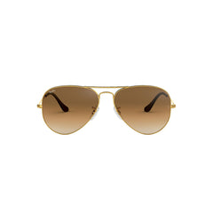 Gafas de sol Ray-Ban 3025 Aviator , para mujer y hombre, aro completo, metálicas, color dorado, con lente café