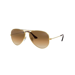 Gafas de sol Ray-Ban 3025 Aviator , para mujer y hombre, aro completo, metálicas, color dorado, con lente café