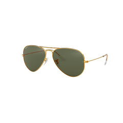 Gafas de sol Ray-Ban 3025 Aviator , para mujer y hombre, aro completo, metálicas, color dorado, con lente verde.