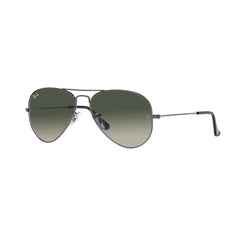 Gafas de sol Ray-Ban 3025 Aviator , para mujer y hombre, aro completo, metálicas, color negro, con lente gris.