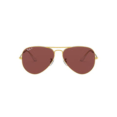 Gafas de sol Ray-Ban 3025 Aviator , para mujer y hombre, aro completo, metálicas, color dorado, con lente rojo.