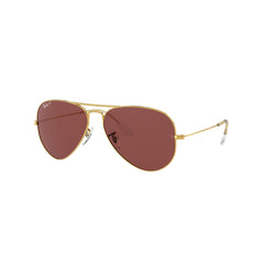 Gafas de sol Ray-Ban 3025 Aviator , para mujer y hombre, aro completo, metálicas, color dorado, con lente rojo.