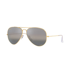 Gafas de sol Ray-Ban 3025 Aviator , para mujer y hombre, aro completo, metálicas, color dorado, con lente gris