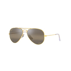 Gafas de sol Ray-Ban 3025 Aviator , para mujer y hombre, aro completo, metálicas, color dorado, con lente café