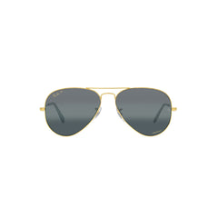 Gafas de sol Ray-Ban 3025 Aviator , para mujer y hombre, aro completo, metálicas, color dorado, con lente gris.