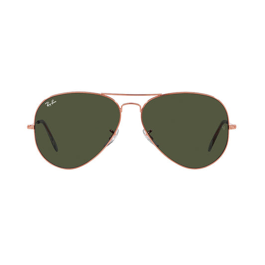 Gafas de sol Ray-Ban 3025 Aviator , para mujer y hombre, aro completo, metálicas, color pro rosado, con lente verde.