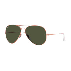 Gafas de sol Ray-Ban 3025 Aviator , para mujer y hombre, aro completo, metálicas, color pro rosado, con lente verde.