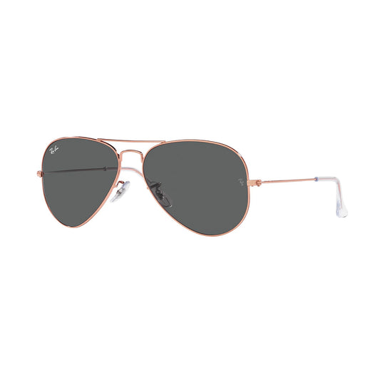 Gafas de sol Ray-Ban 3025 Aviator , para mujer y hombre, aro completo, metálicas, color pro rosado, con lente gris.