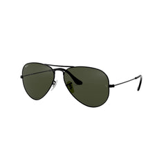 Gafas de sol Ray-Ban 3025 Aviator , para mujer y hombre, aro completo, metálicas, color negro, con lente verde.