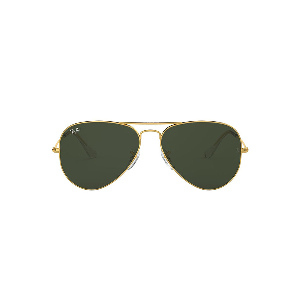 Gafas de sol Ray-Ban 3025 Aviator , para mujer y hombre, aro completo, metálicas, color dorado, con lente verde