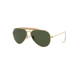 Gafas de Sol para Hombre y Mujer Ray-Ban 3030 - Metálica, montura aro completo, de color dorado con lente verde.