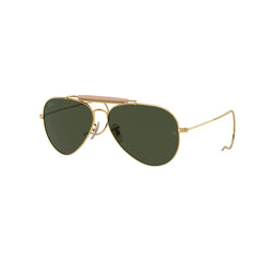 Gafas de Sol para Hombre y Mujer Ray-Ban 3030 - Metálica, montura aro completo, de color dorado con lente verde.