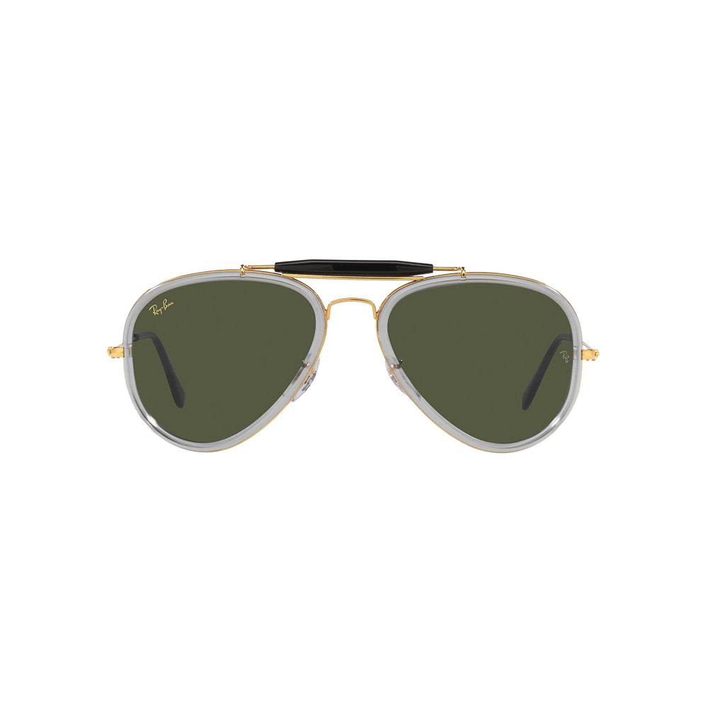 Gafas de Sol para Hombre Ray-Ban 4328 - Metálicas, Aro completo, de color dorado y verde, con lente verde.