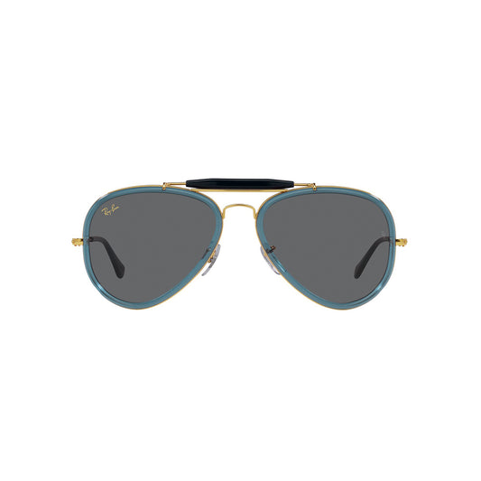 Gafas de Sol para Hombre Ray-Ban 4328 - Metálicas, Aro completo, de color dorado y azul, con lente gris.