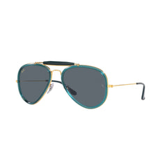 Gafas de Sol para Hombre Ray-Ban 4328 - Metálicas, Aro completo, de color dorado y azul, con lente azul.