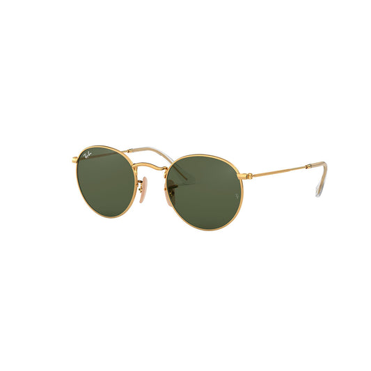 Gafas de Sol para Hombre Ray-Ban 3447, Montura circular Aro completo - Metálicas de color dorado, con lente verde.