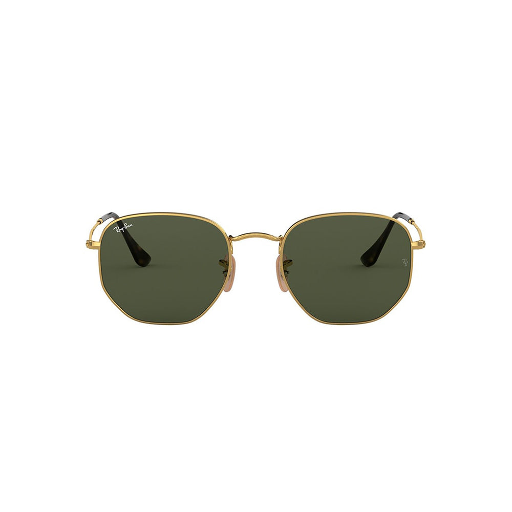Gafas De Sol Ray-Ban 3548N para hombre y mujer, metálicas, aro completo, forma de ojo irregular, de color verde y dorado.
