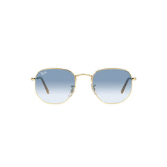 Gafas De Sol Ray-Ban 3548N para hombre y mujer, metálicas, aro completo, forma de ojo irregular, de color dorado, con lente azul.