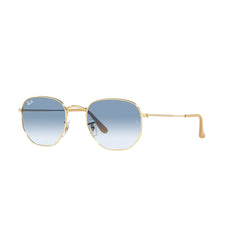 Gafas De Sol Ray-Ban 3548N para hombre y mujer, metálicas, aro completo, forma de ojo irregular, de color dorado, con lente azul.