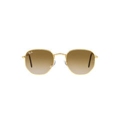 Gafas De Sol Ray-Ban 3548N para hombre y mujer, metálicas, aro completo, forma de ojo irregular, de color dorado, con lente café.