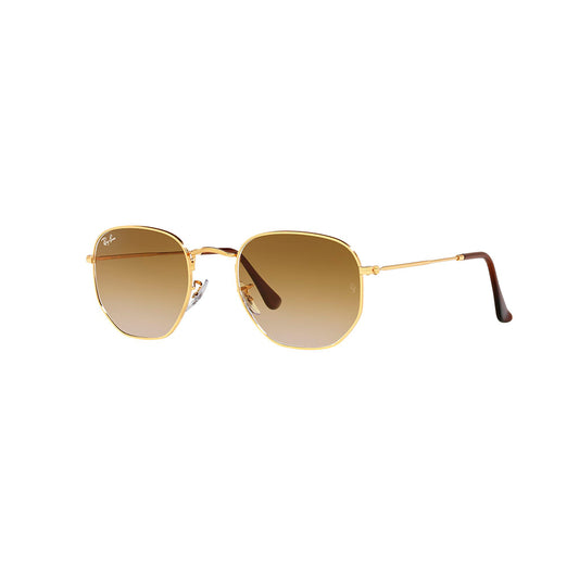 Gafas De Sol Ray-Ban 3548N para hombre y mujer, metálicas, aro completo, forma de ojo irregular, de color dorado, con lente café.