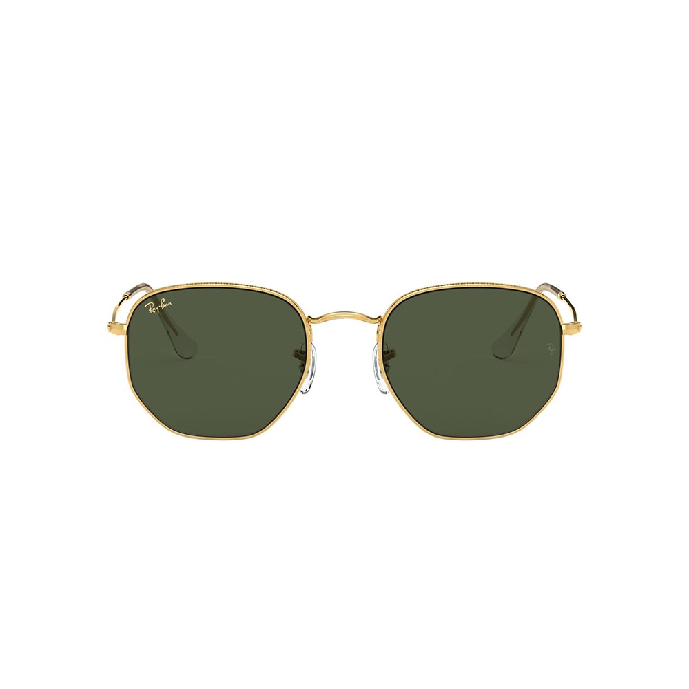 Gafas De Sol Ray-Ban 3548N para hombre y mujer, metálicas, aro completo, forma de ojo irregular, de color dorado, con lente verde.