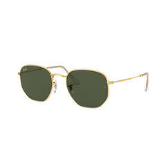 Gafas De Sol Ray-Ban 3548N para hombre y mujer, metálicas, aro completo, forma de ojo irregular, de color plateado, con lente verde.