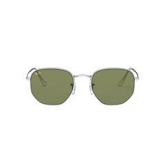 Gafas De Sol Ray-Ban 3548N para hombre y mujer, metálicas, aro completo, forma de ojo irregular, de color plateado, con lente verde.