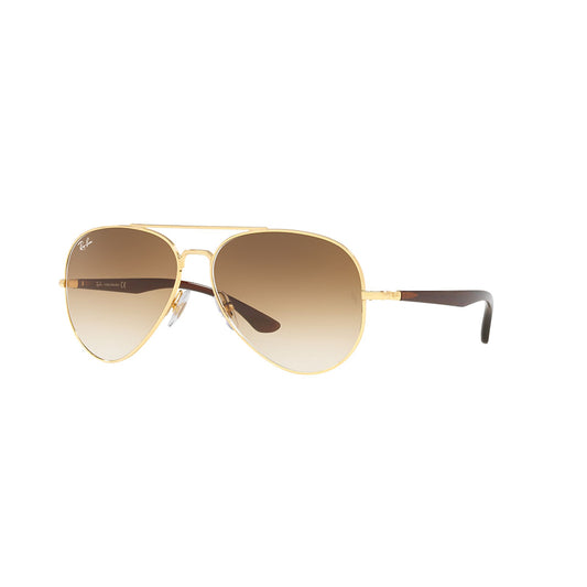 Gafas de Sol para Hombre y Mujer Ray-Ban 3675L - Metálicas, aro completo de color Dorado con lente café degradado.