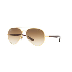 Gafas de Sol para Hombre y Mujer Ray-Ban 3675L - Metálicas, aro completo de color Dorado con lente café degradado.