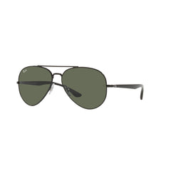 Gafas de Sol para Hombre y Mujer Ray-Ban 3675L - Metálicas, aro completo de color Negro con lente verde.