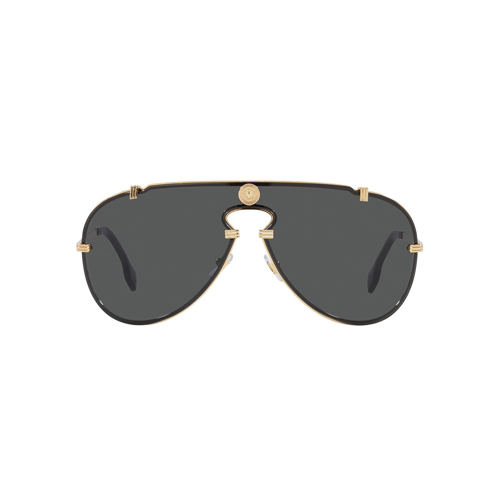 Gafas de Sol para Hombre Versace 2243 - Metálicas, Aro completo, Color Dorado, Lente Negro.