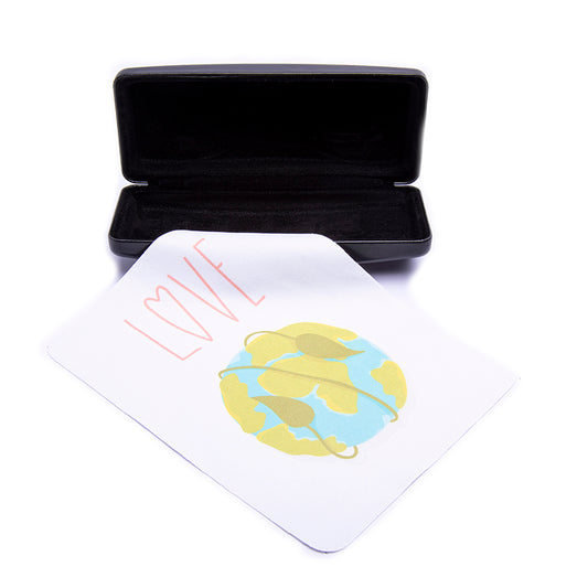 Paño de microfibra con estampado de planeta tierra color Blanco.