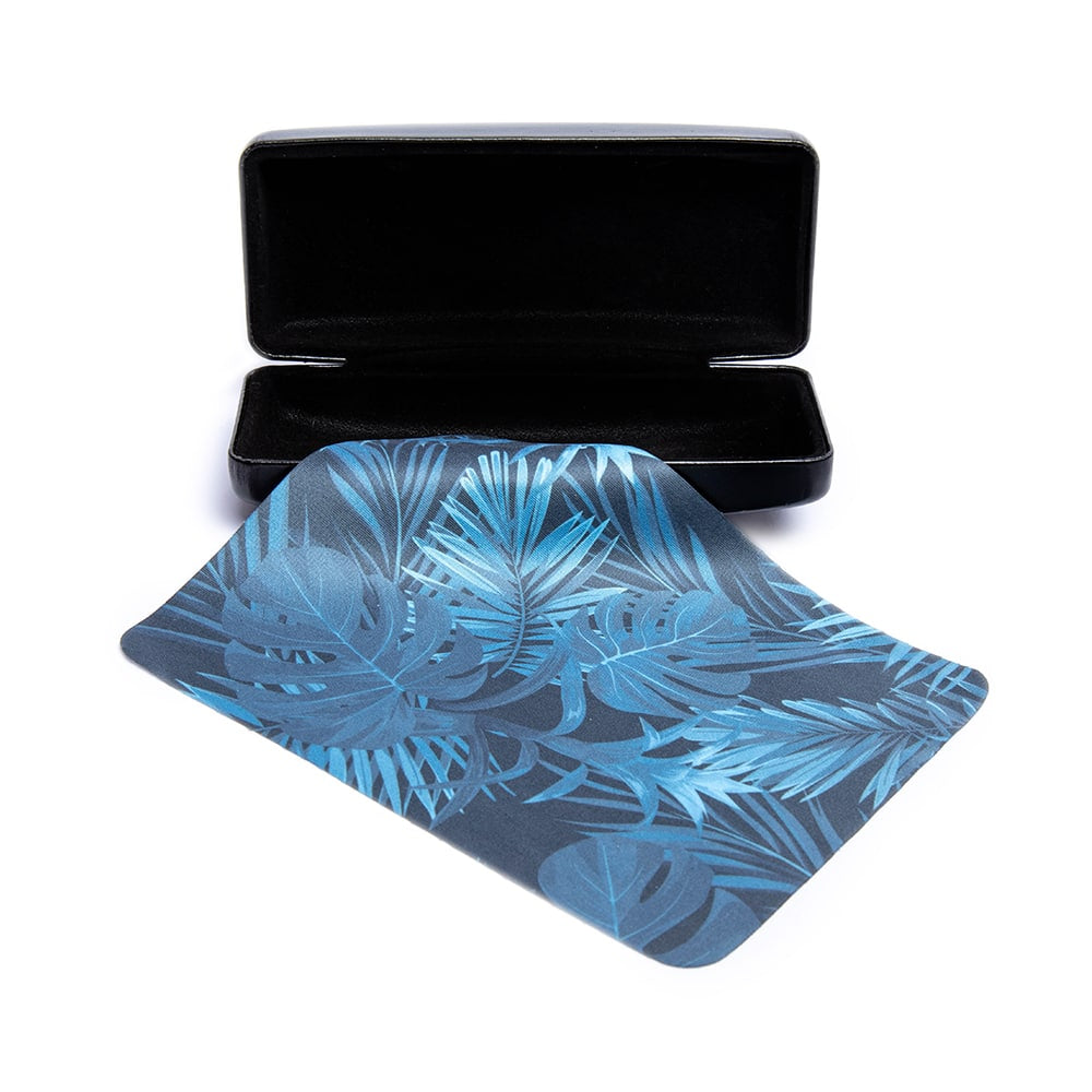 Paño de microfibra con estampado de palmeras color Azul.
