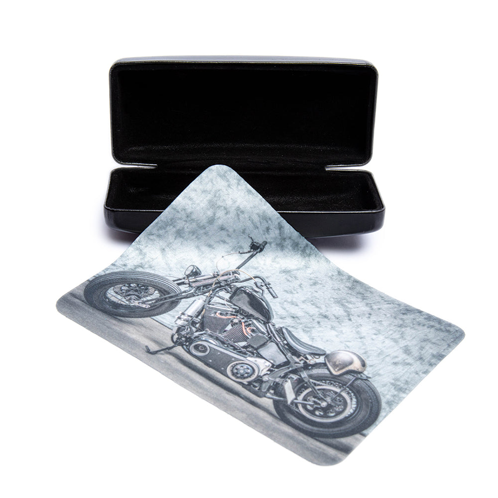Paño de microfibra con estampado de Moto color Gris.