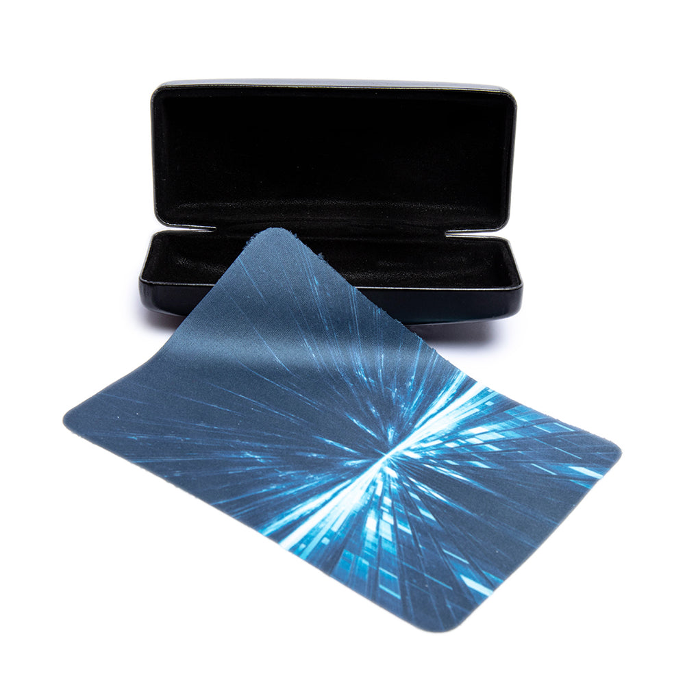 Paño de microfibra con estampado de luces color Azul.